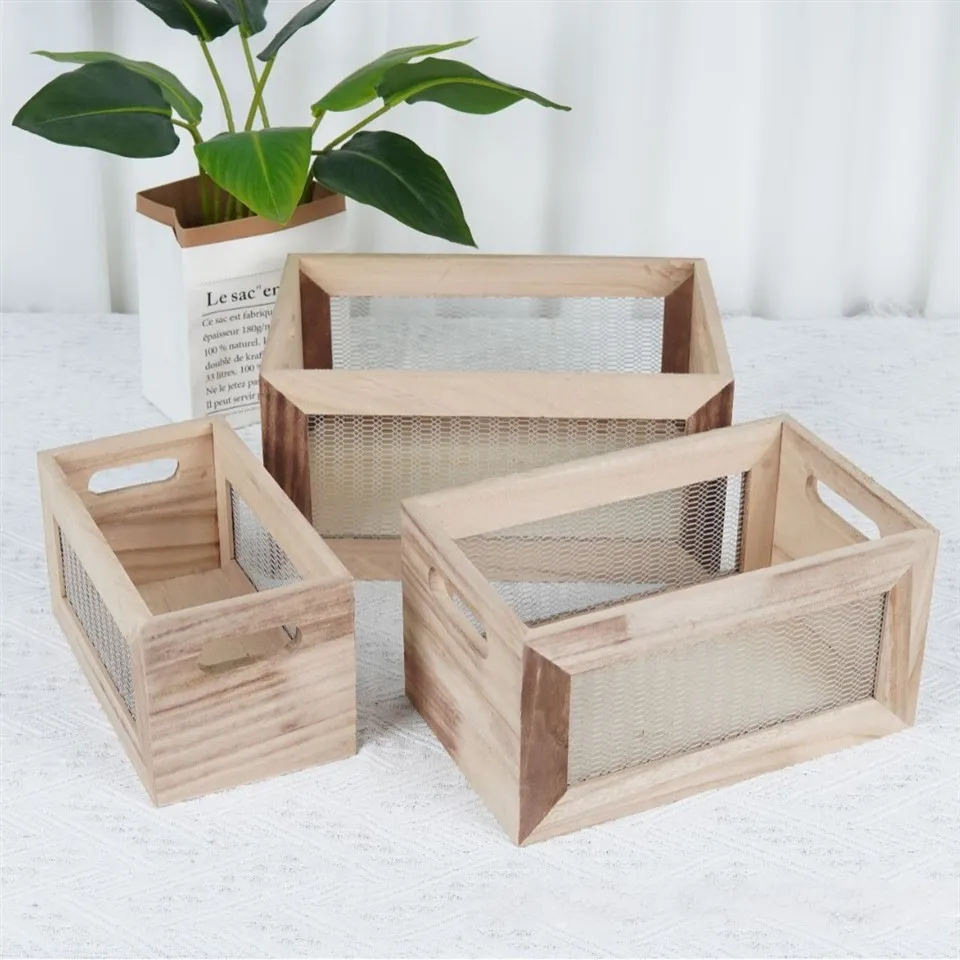 Wooden Set Of Three Basket