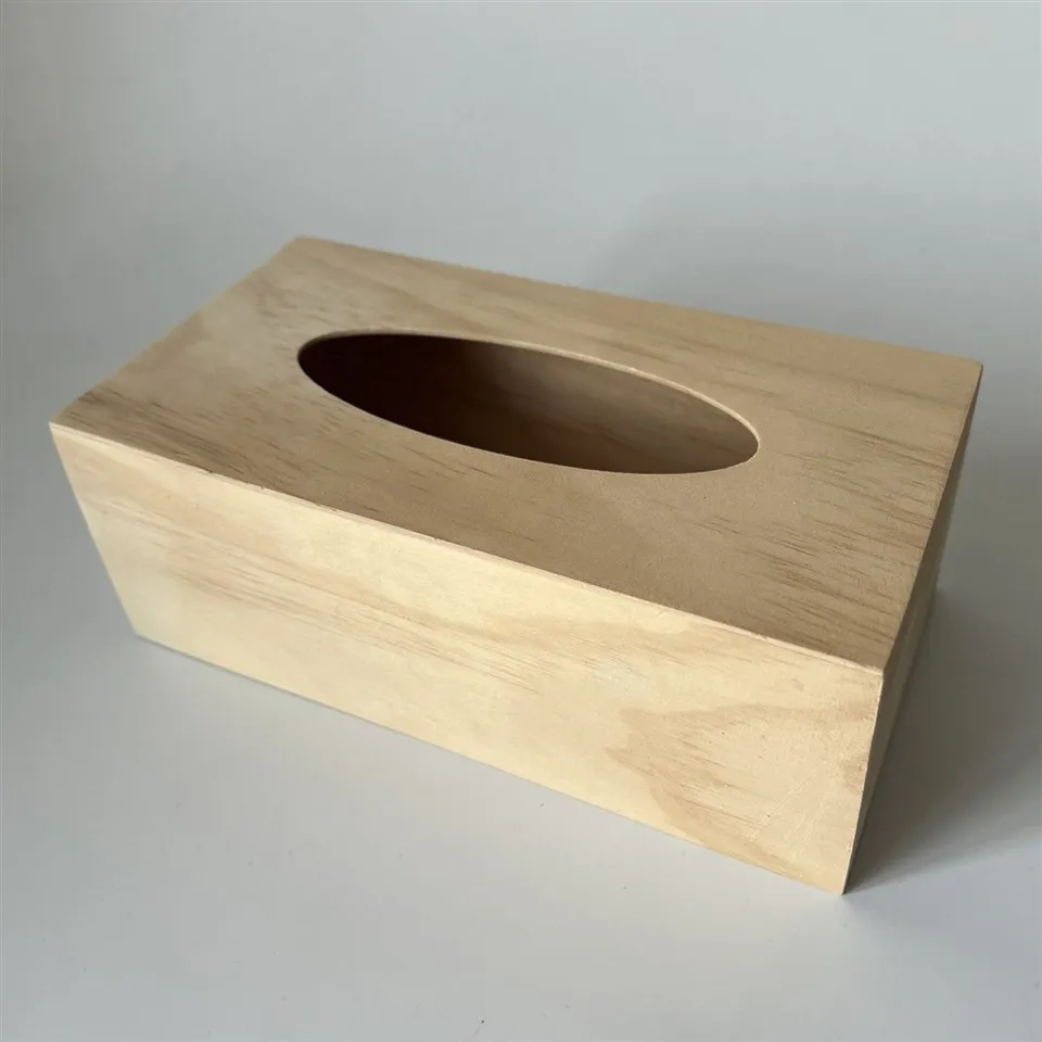 Wooden Square Tissue Box
